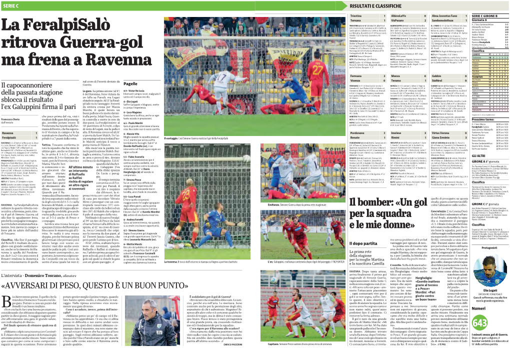 La Feralpisalò Ritrova Guerra-Gol Ma Frena a Ravenna