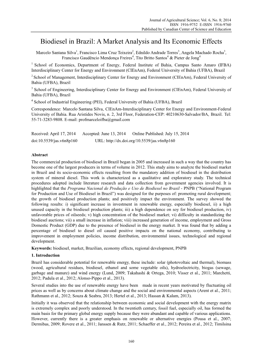 Biodiesel in Brazil: a Market Analysis and Its Economic Effects