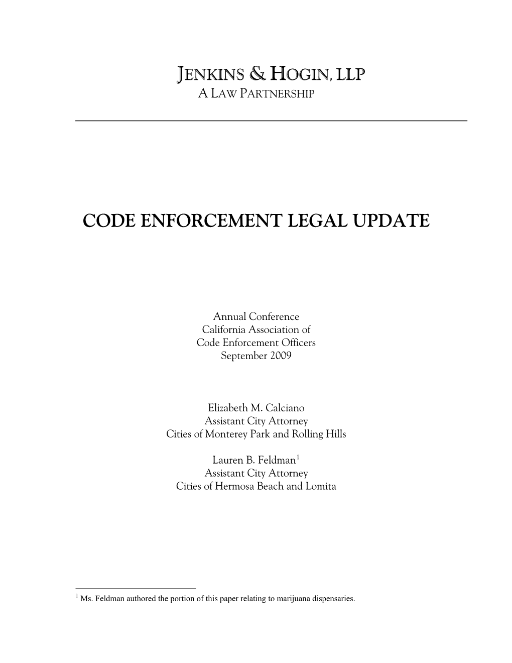 Code Enforcement Legal Update