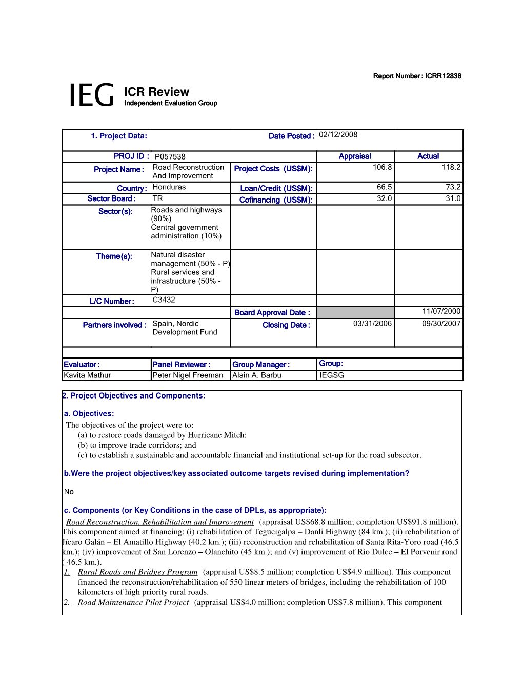 IEG ICR Review