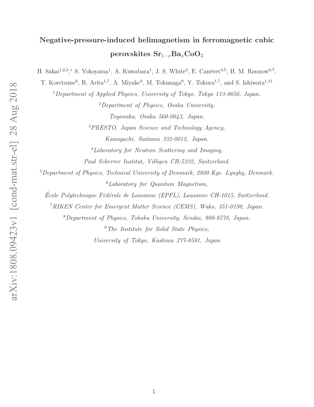 Arxiv:1808.09423V1 [Cond-Mat.Str-El] 28 Aug 2018 .Sakai H