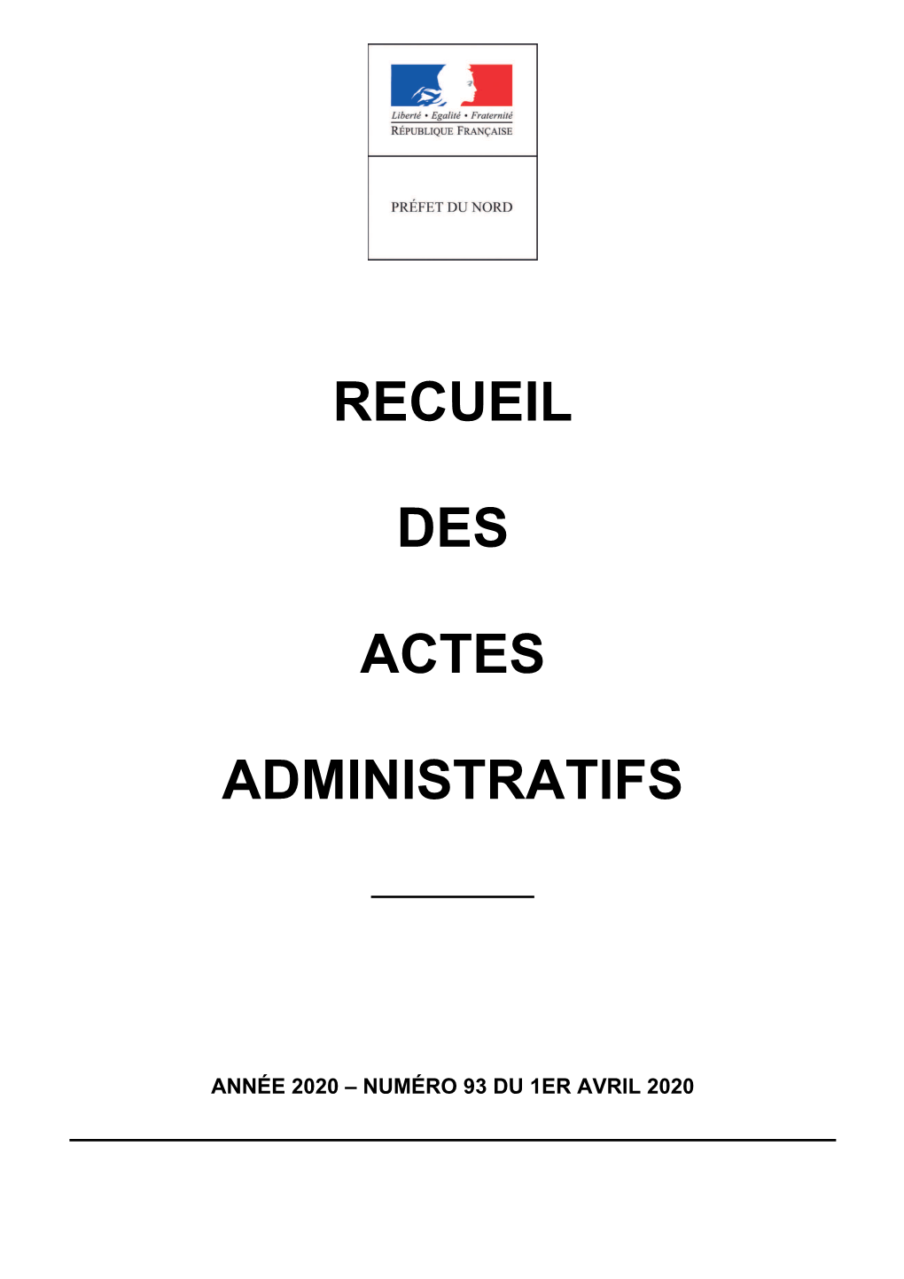 Recueil N°93 Du 1Er Avril 2020.Pdf