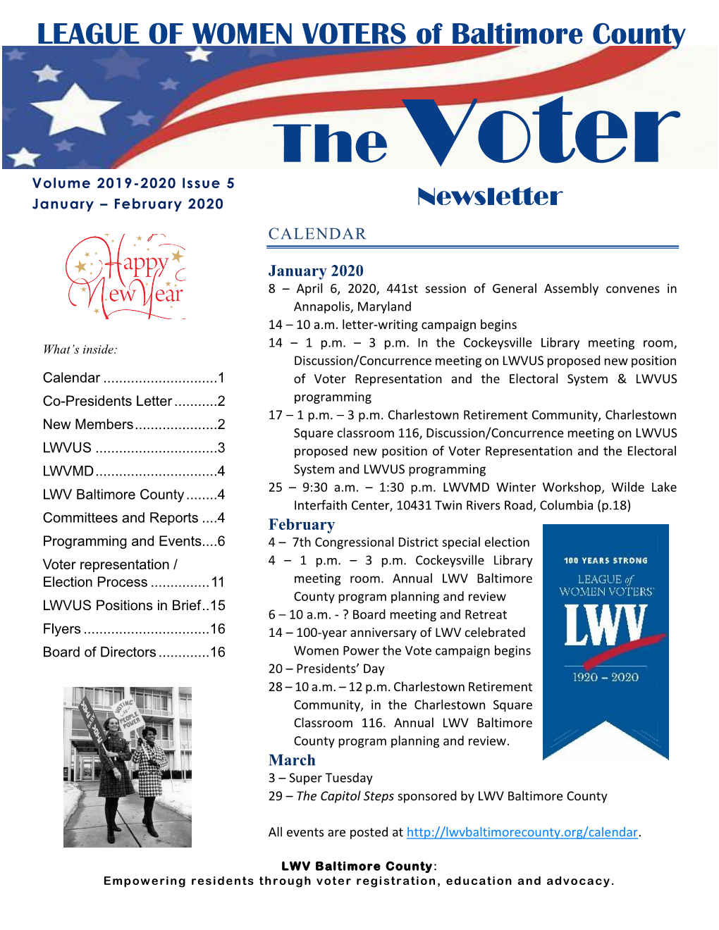 The Voter Volume 2019-2020 Issue 5 January – February 2020 Newsletter