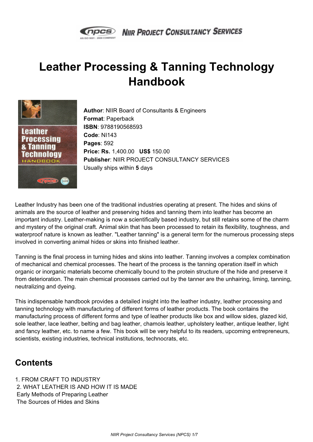 Leather Processing & Tanning Technology Handbook