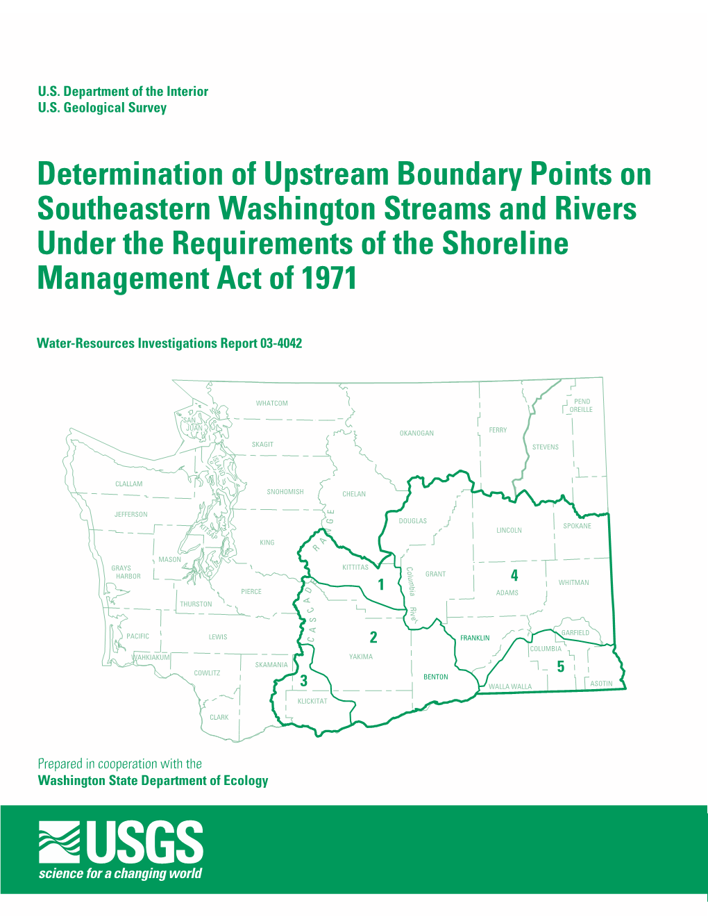 Determination of Upstream Boundary Points on Southeastern Washington Streams and Rivers Under the Requirements of the Shoreline Management Act of 1971