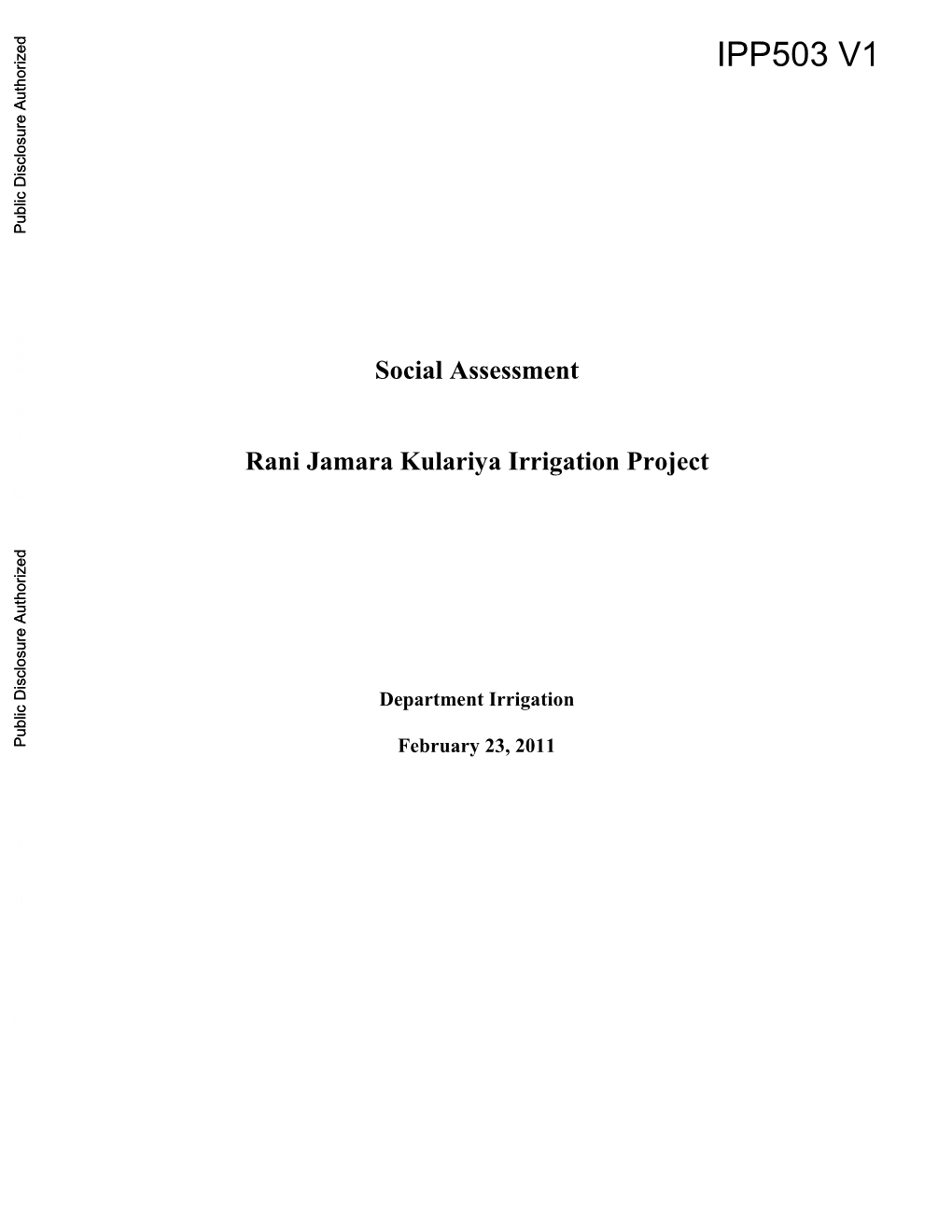 Social Assessment Rani Jamara Kulariya