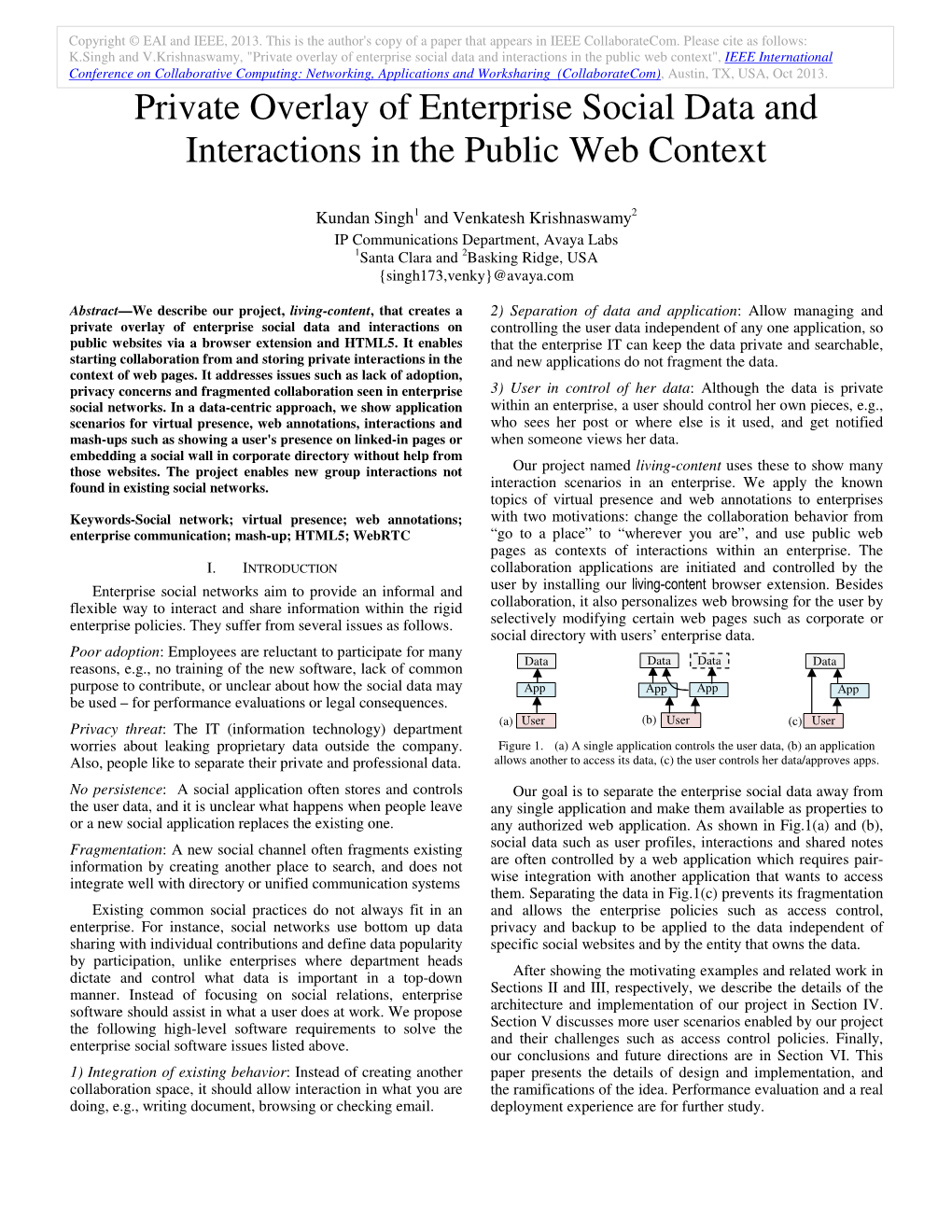 Private Overlay of Enterprise Social Data and Interactions in the Public Web Context