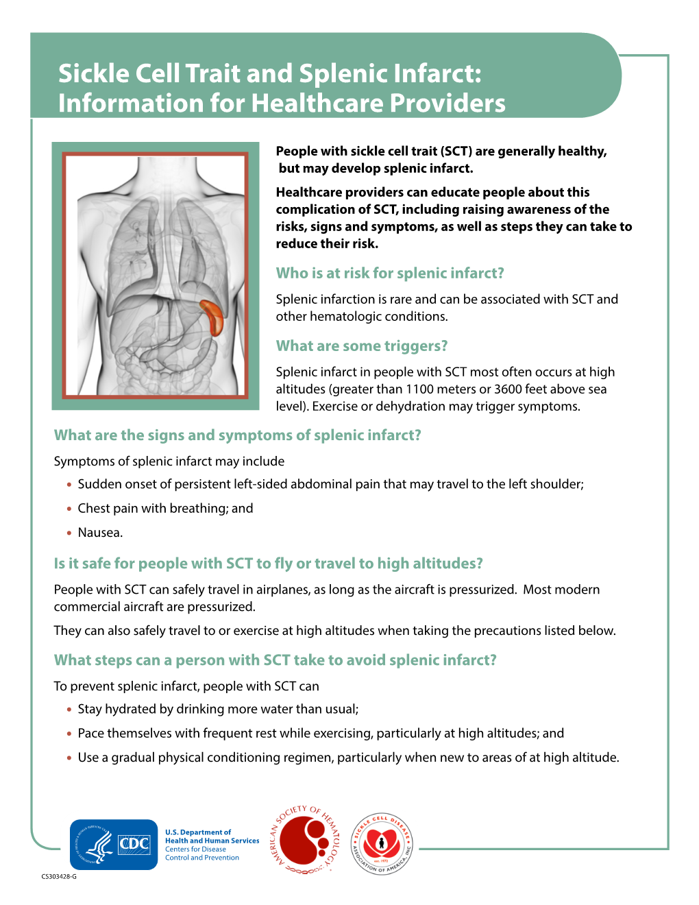 Sickle Cell Trait and Splenic Infarct: Information for Healthcare Providers