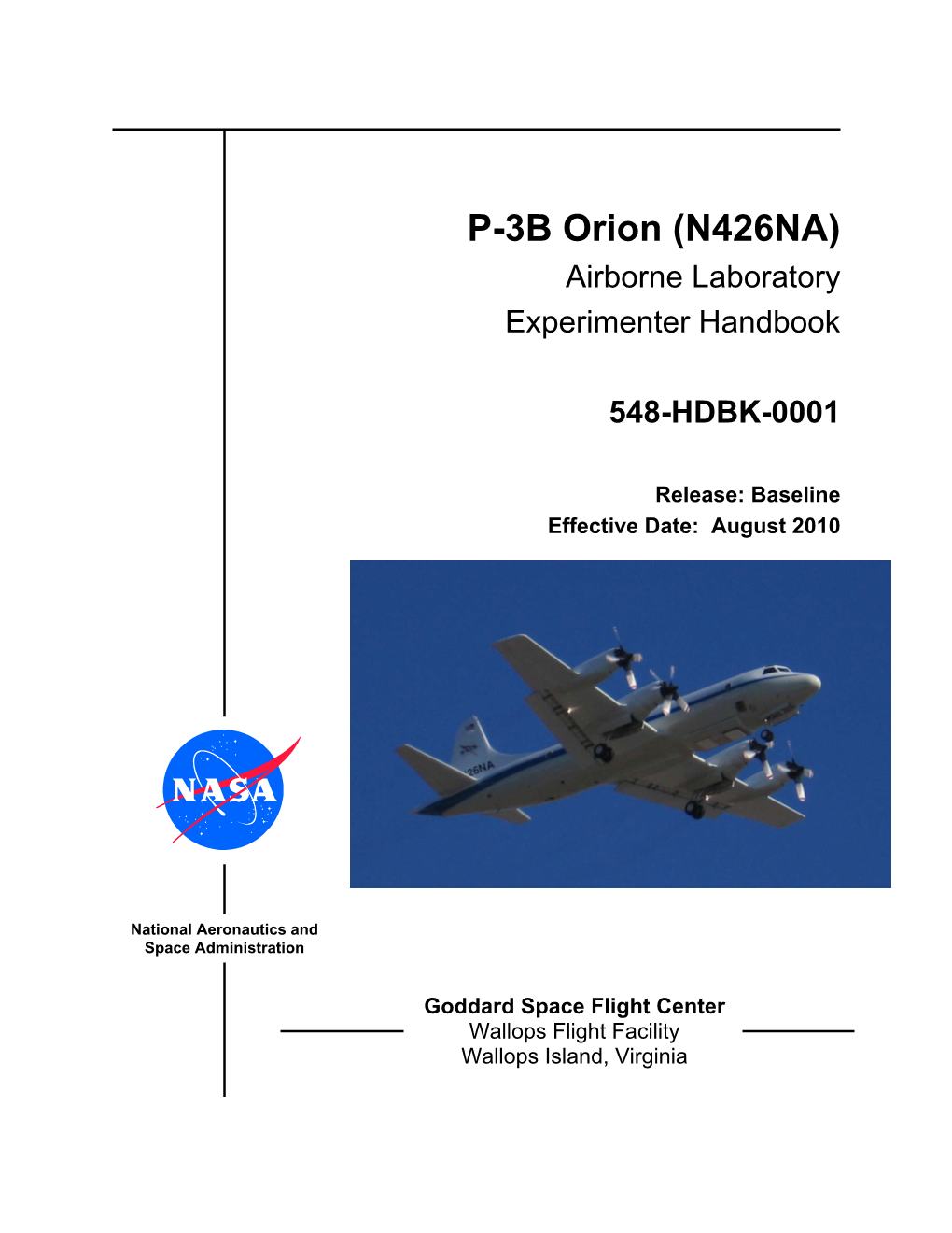 P-3B Orion (N426NA) Airborne Laboratory Experimenter Handbook