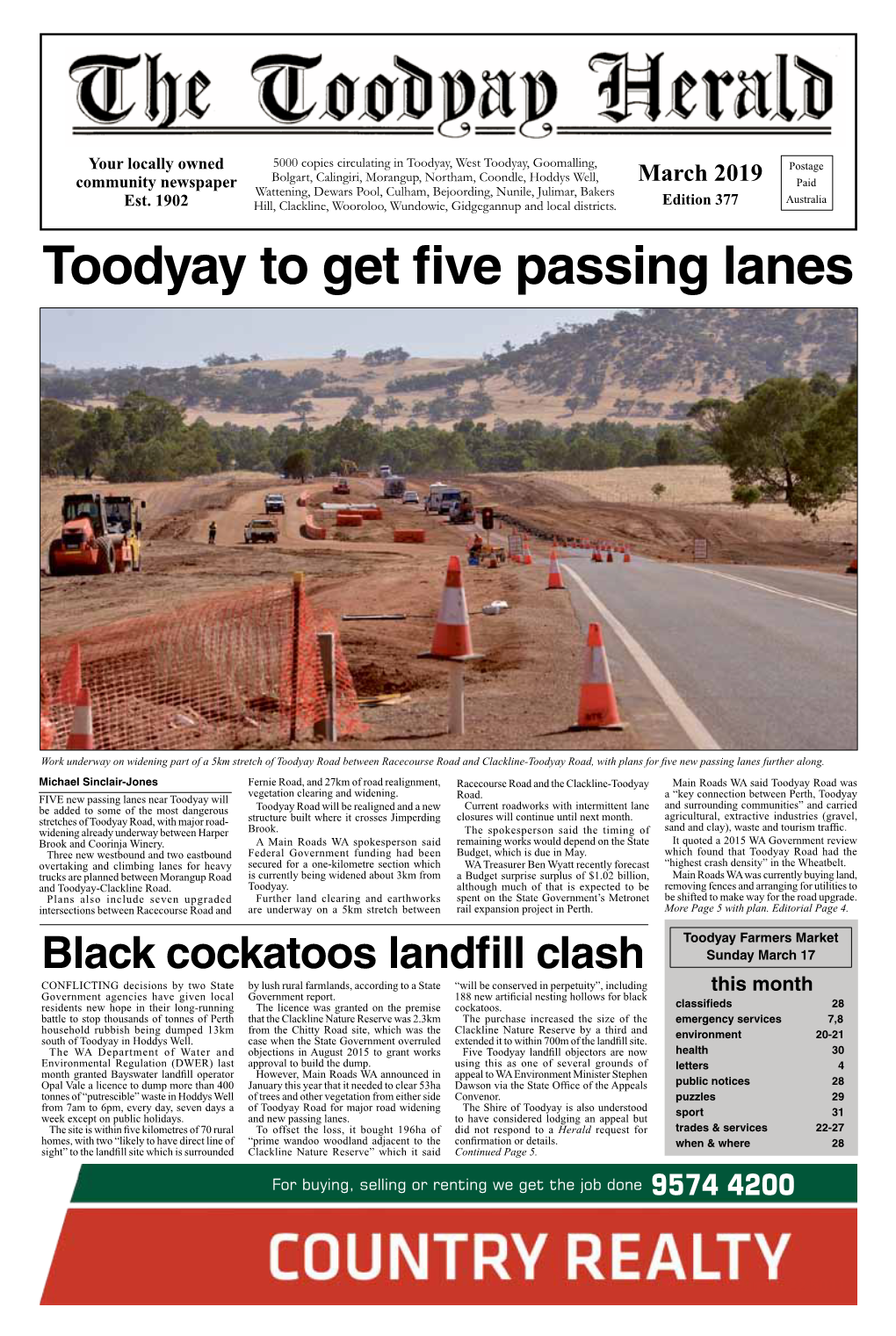 Toodyay to Get Five Passing Lanes