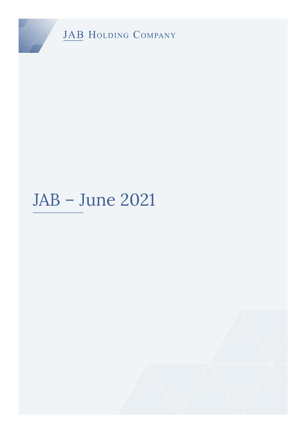 JAB – June 2021 Table of Contents