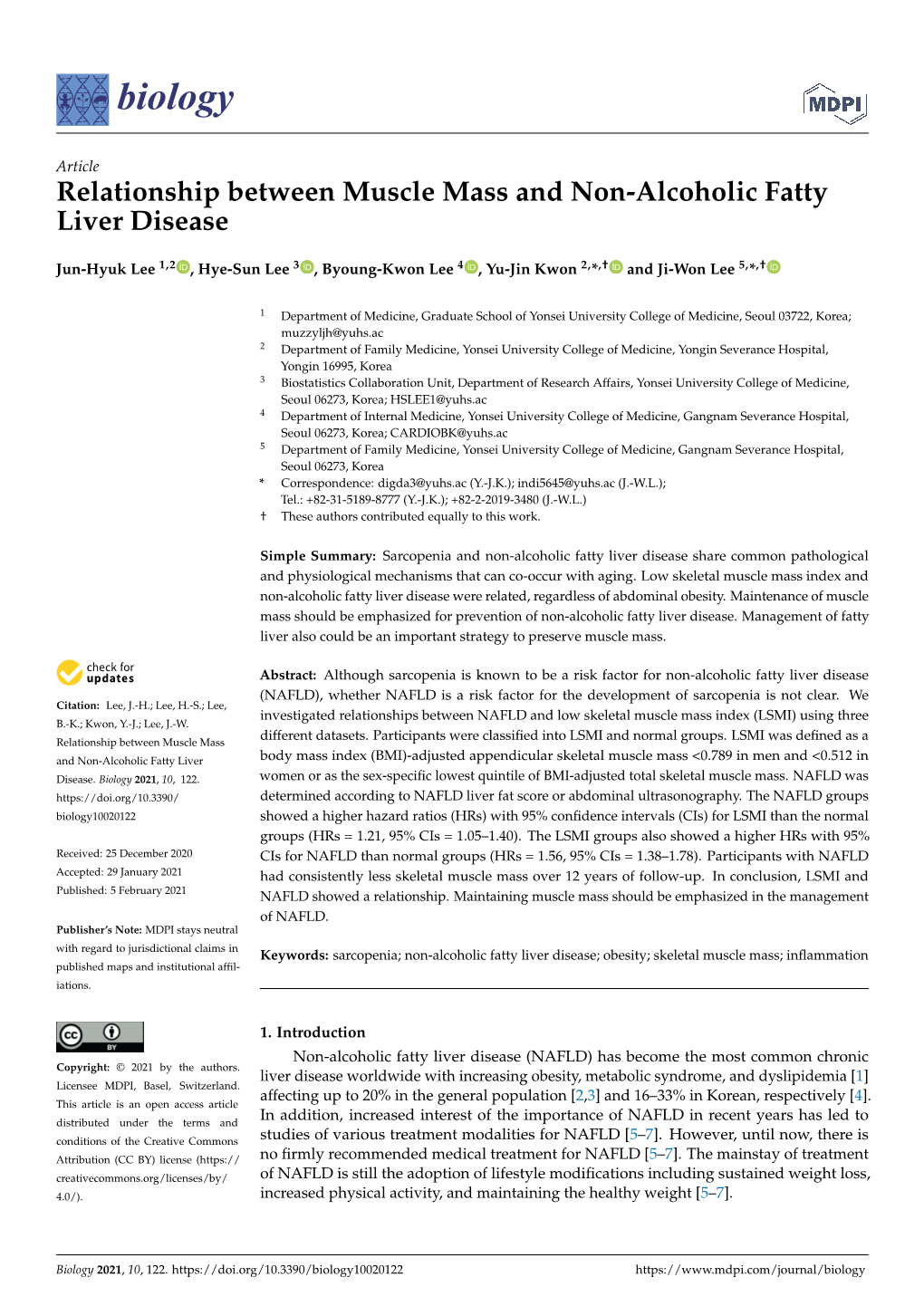 Relationship Between Muscle Mass and Non-Alcoholic Fatty Liver Disease