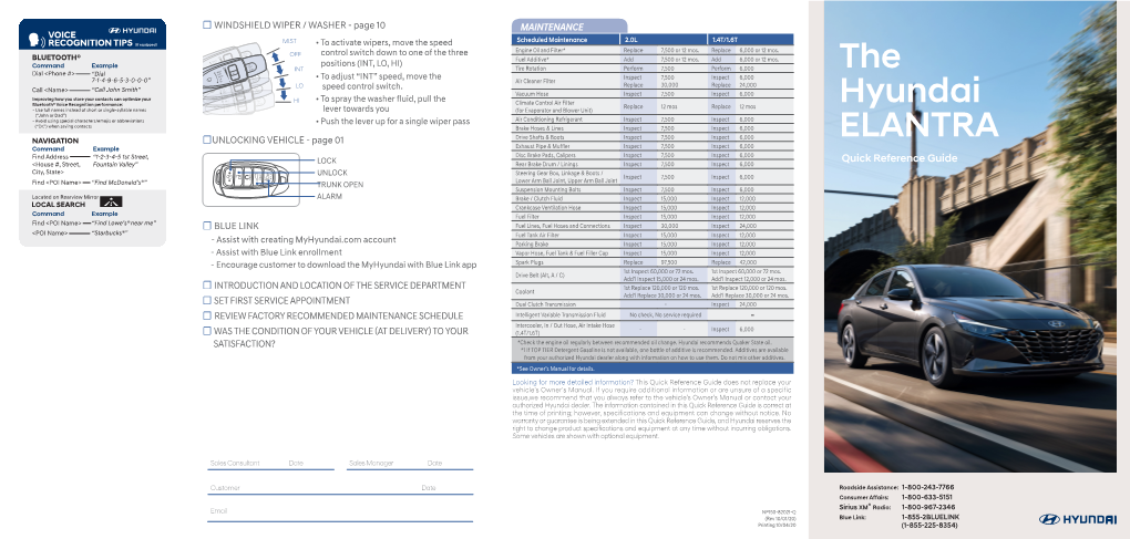 2021 Elantra Quick Reference Guide