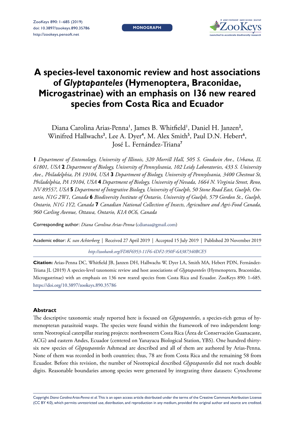 ﻿A Species-Level Taxonomic Review and Host Associations Of