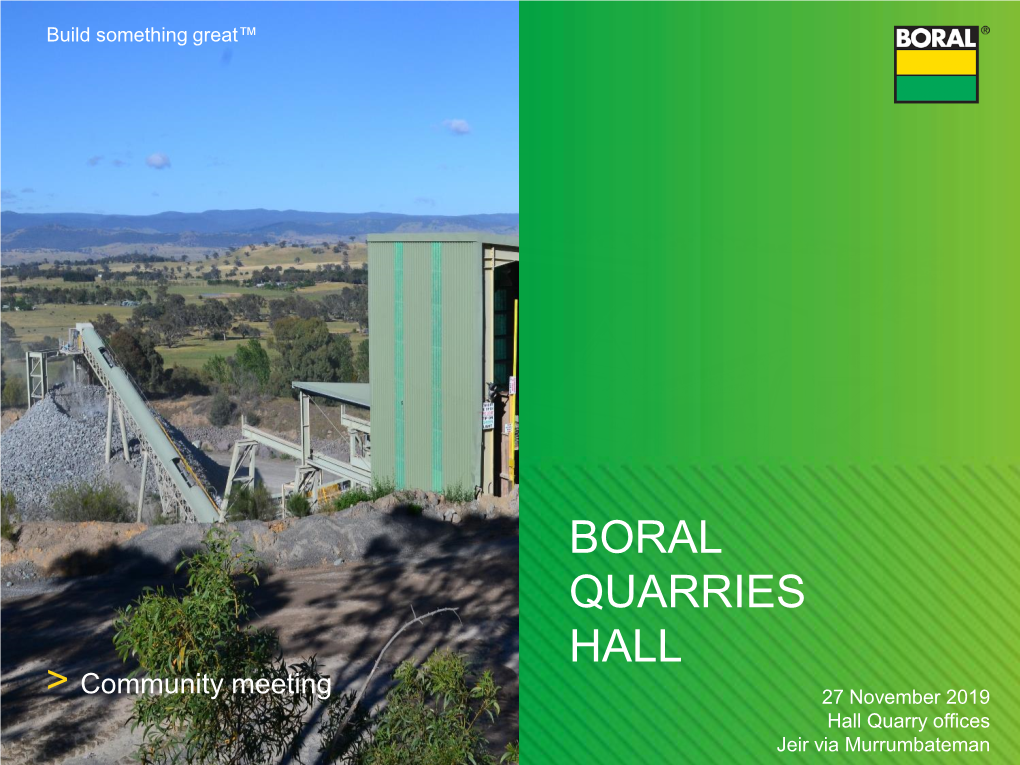 Boral Hall Quarry Community Meeting