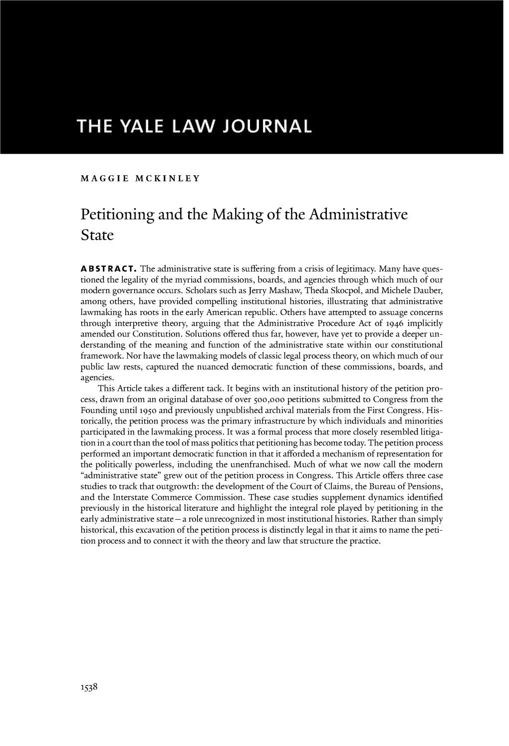 Petitioning and the Making of the Administrative State
