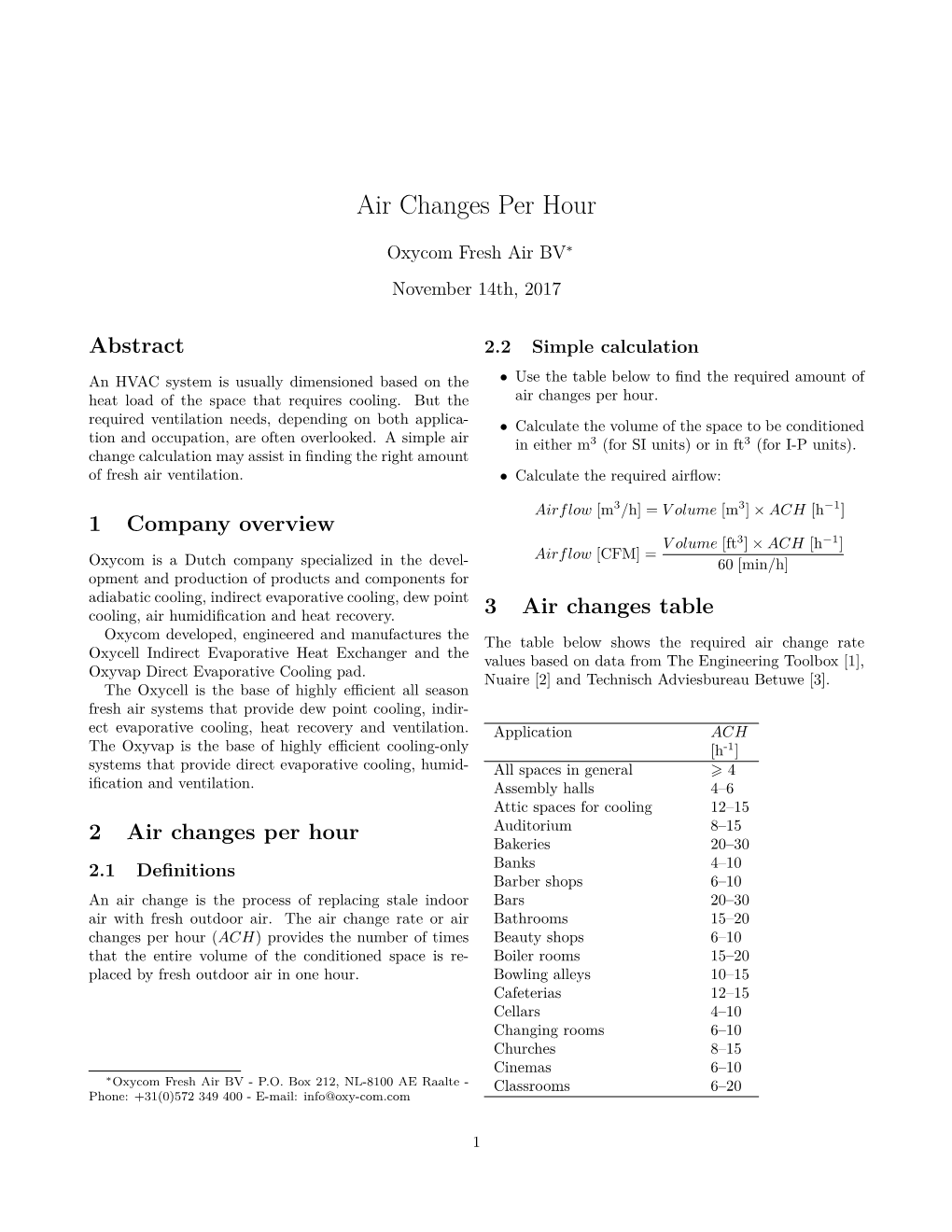 Air Changes Per Hour