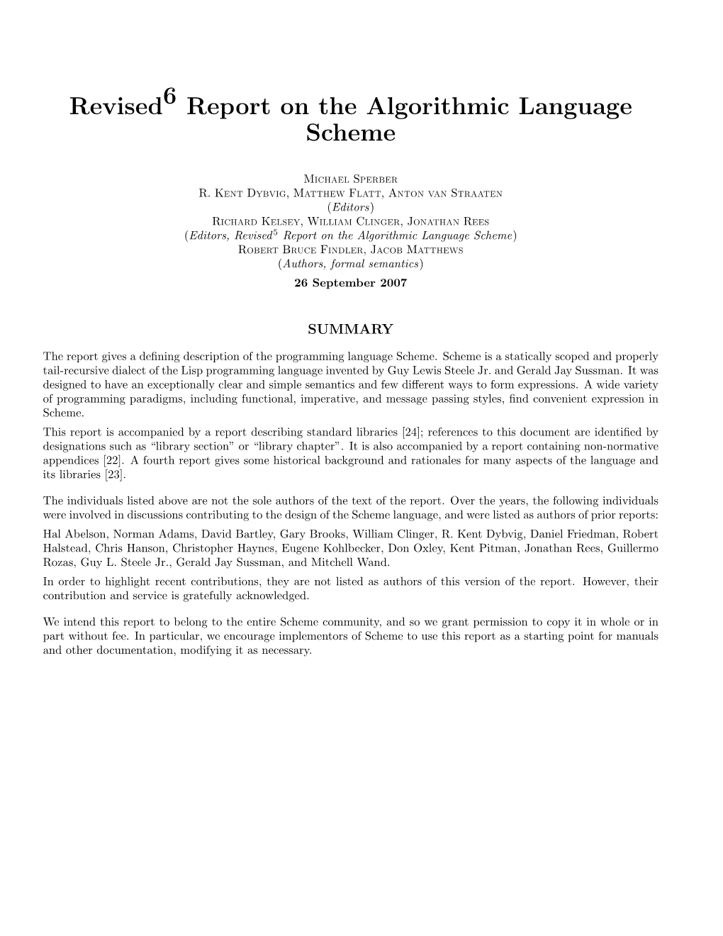 Revised6report on the Algorithmic Language Scheme