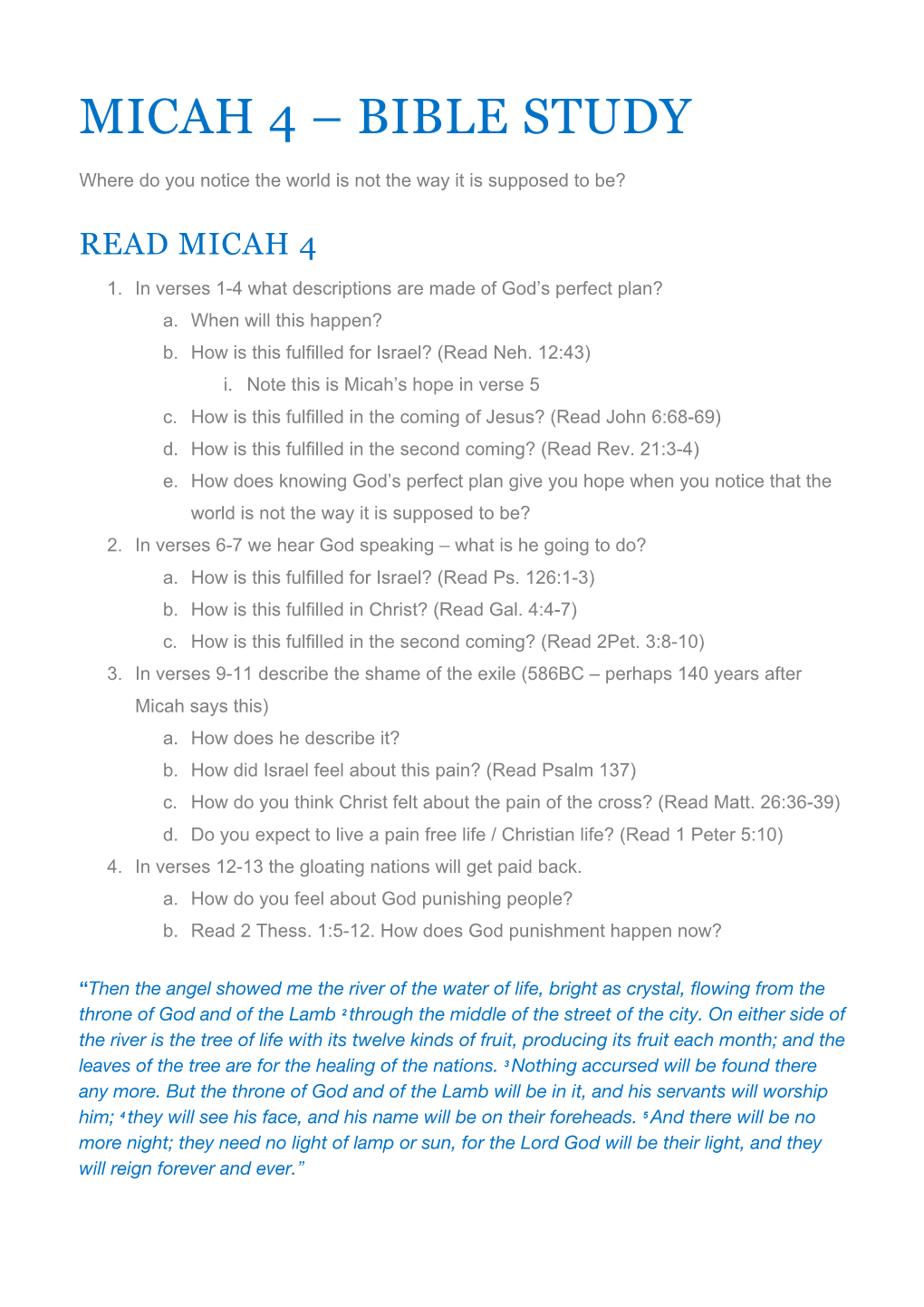 Micah 4 – Bible Study