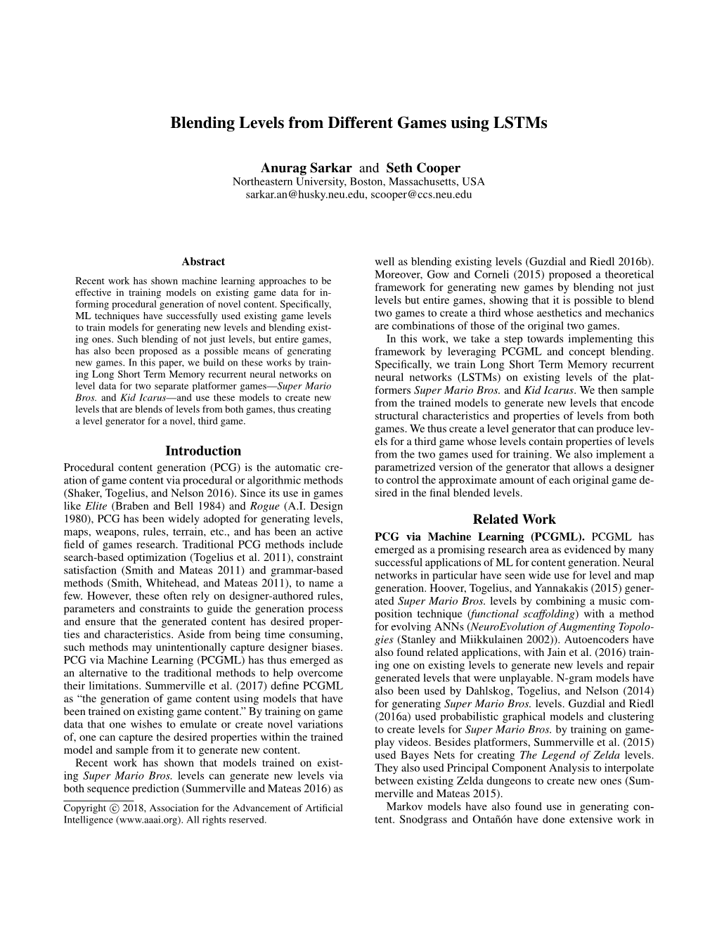 Blending Levels from Different Games Using Lstms