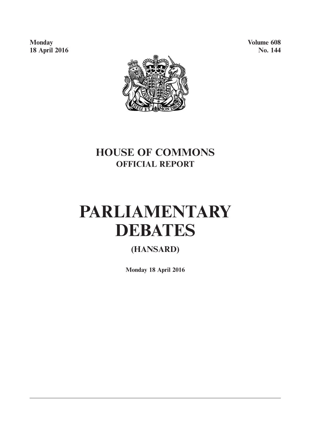 Whole Day Download the Hansard