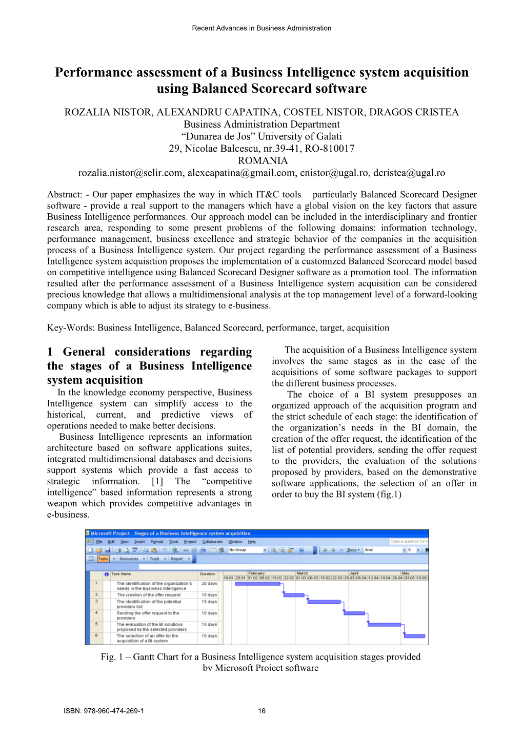 Performance Assessment of a Business Intelligence System Acquisition Using Balanced Scorecard Software