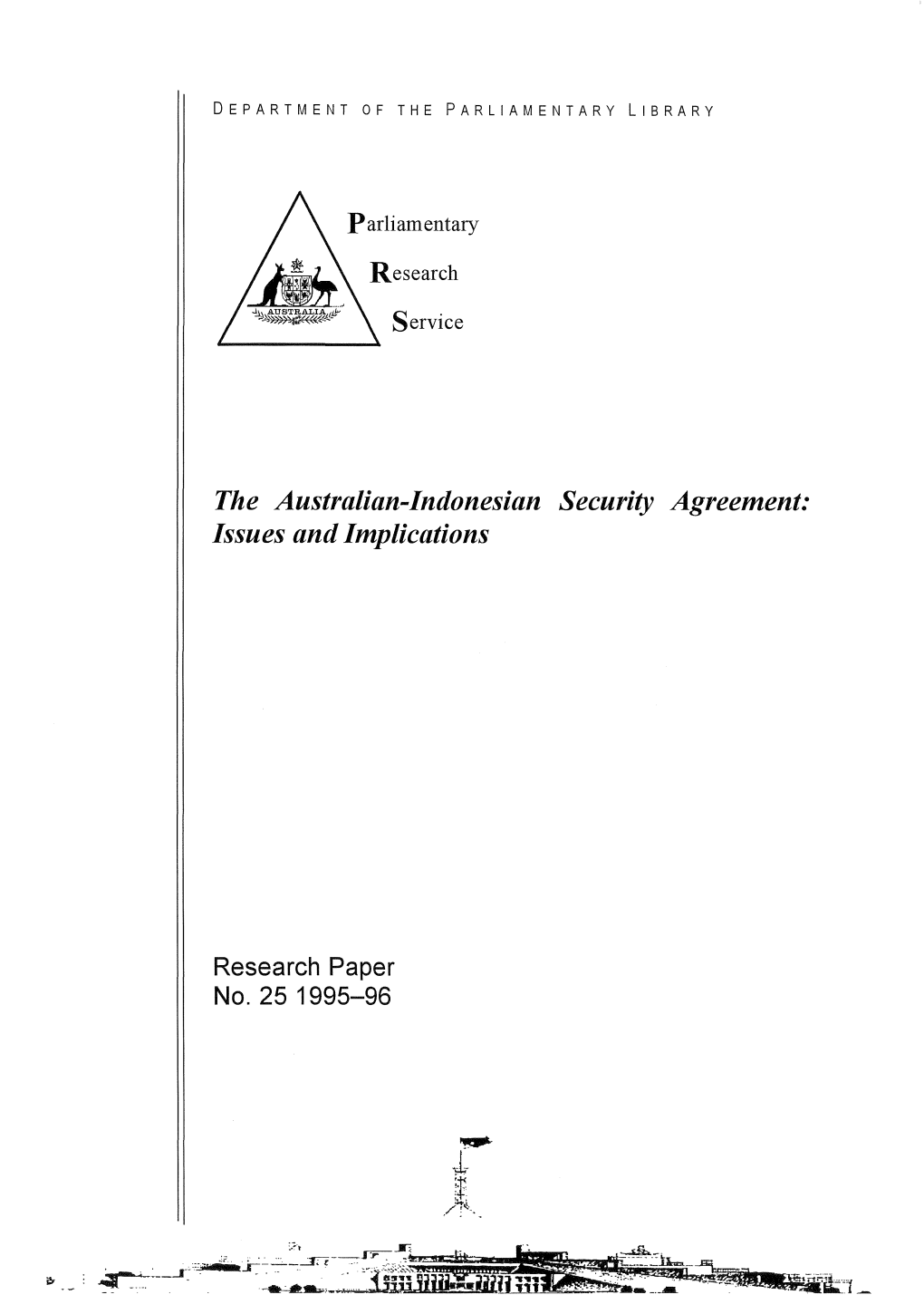 The Australian-Indonesian Security Agreement: Issues and Implications