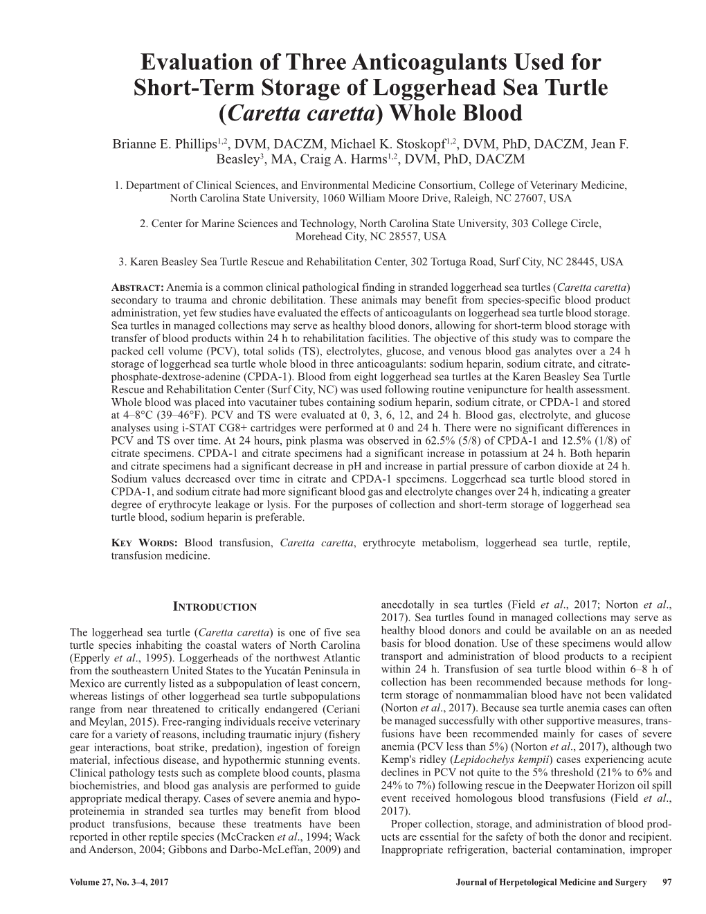 Loggerhead Sea Turtle Anticoagulants