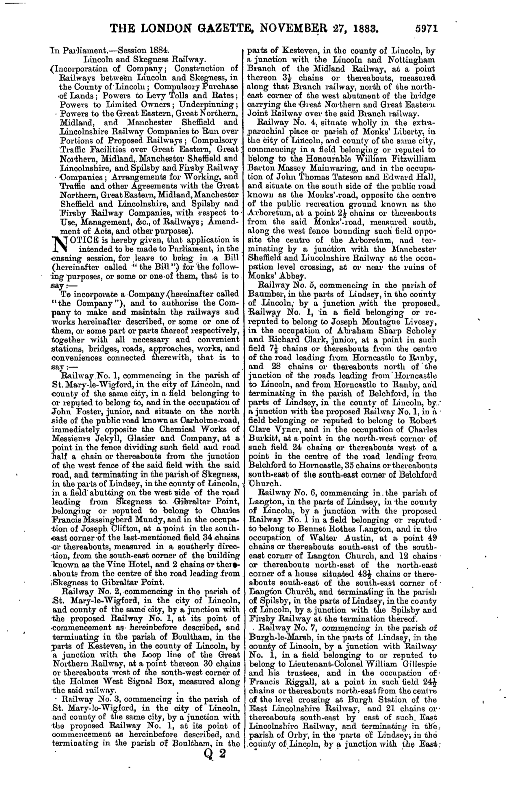 The London Gazette, November 27, 1883. 5971