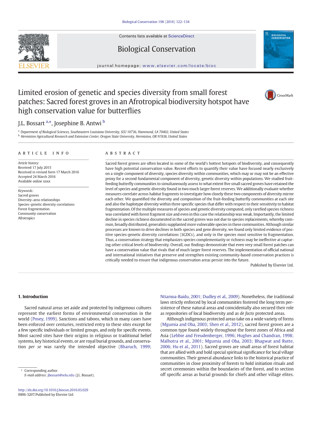 Limited Erosion of Genetic and Species Diversity from Small Forest Patches