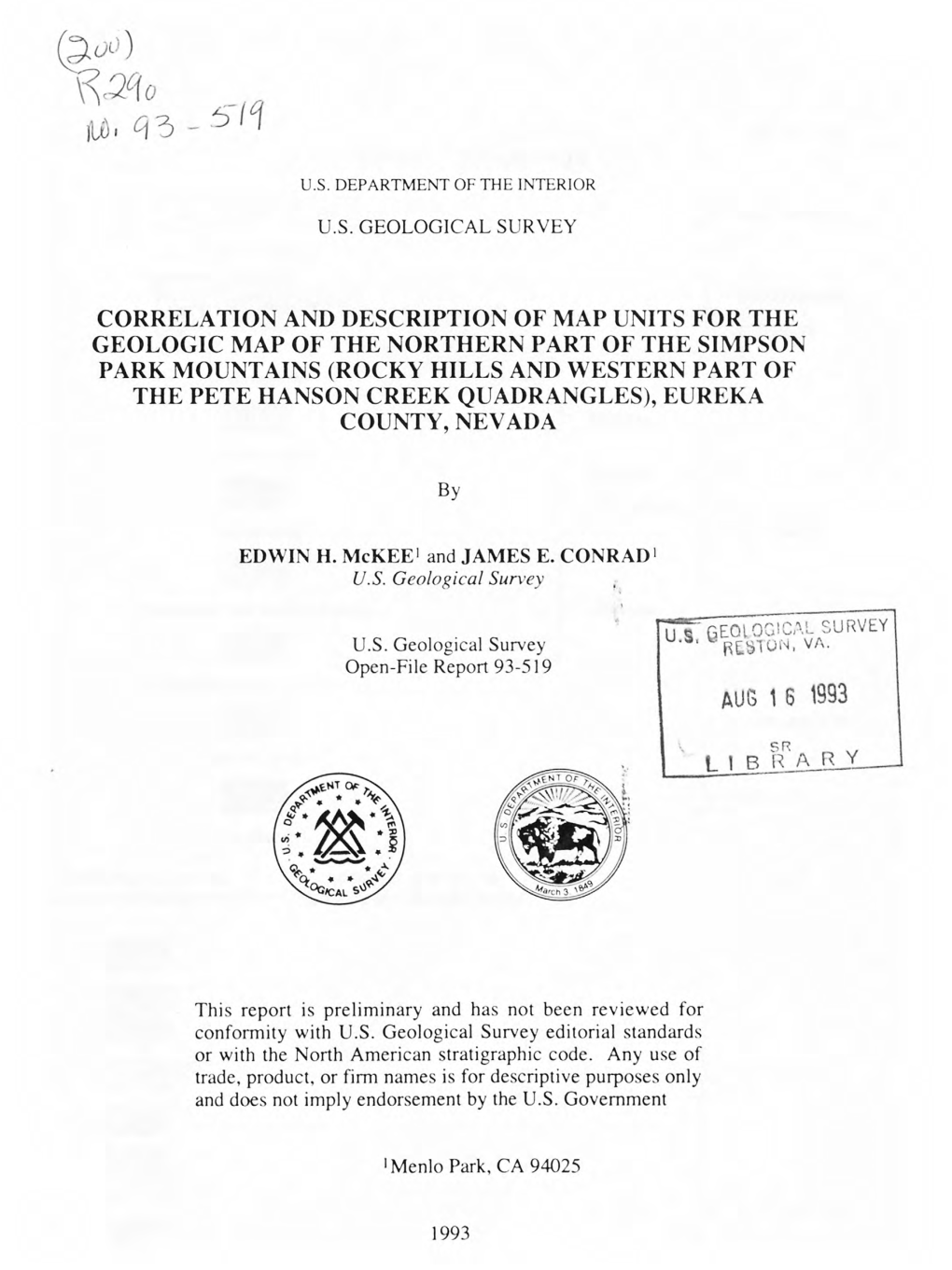 Correlation and Description of Map Units for the Geologic Map of The