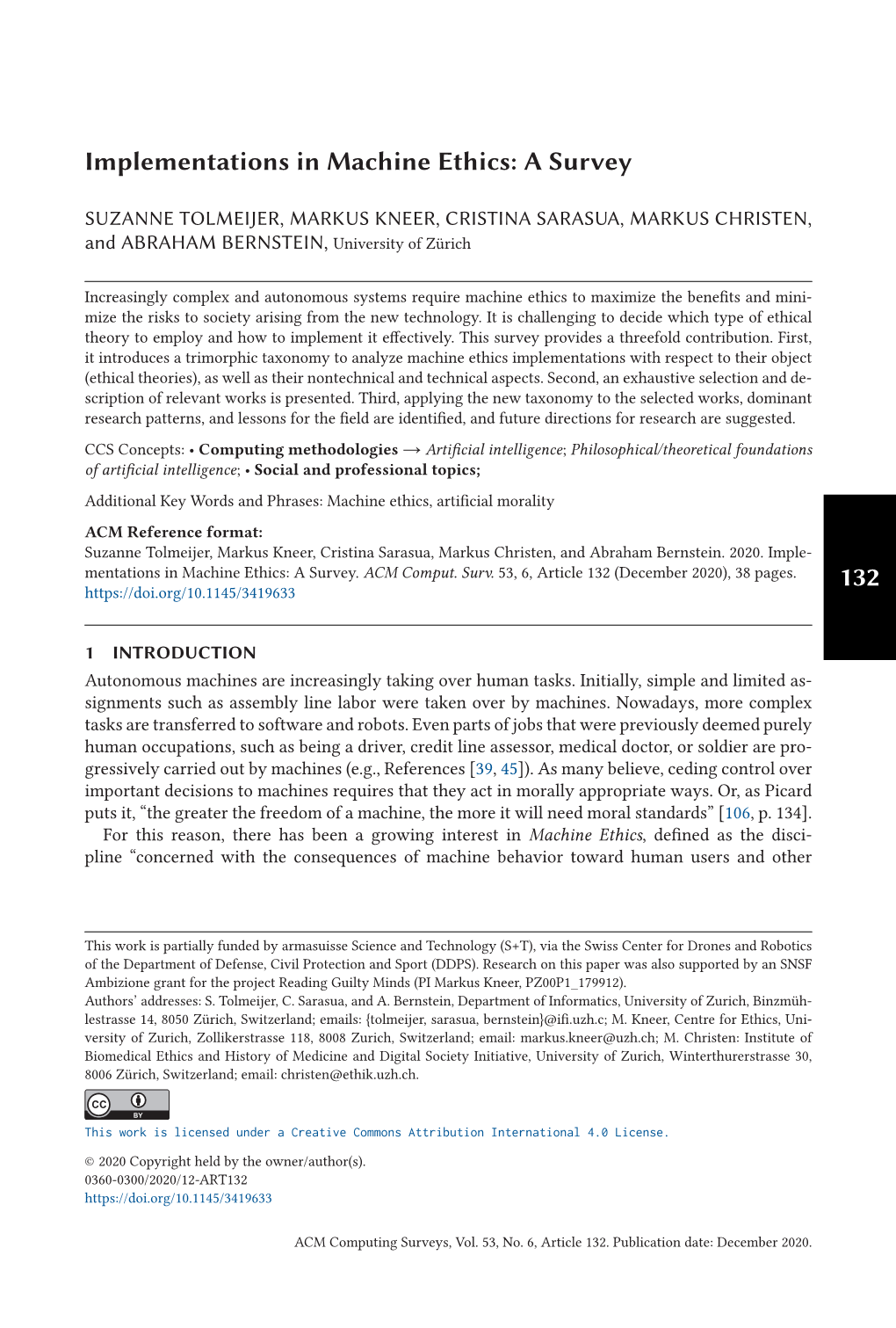 132 Implementations in Machine Ethics: a Survey