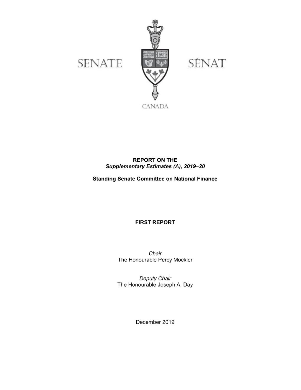REPORT on the Supplementary Estimates (A), 2019–20