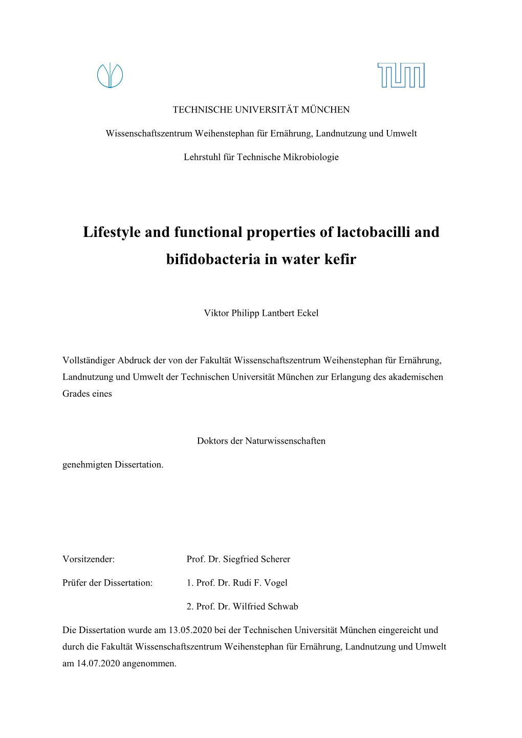 Lifestyle and Functional Properties of Lactobacilli and Bifidobacteria in Water Kefir