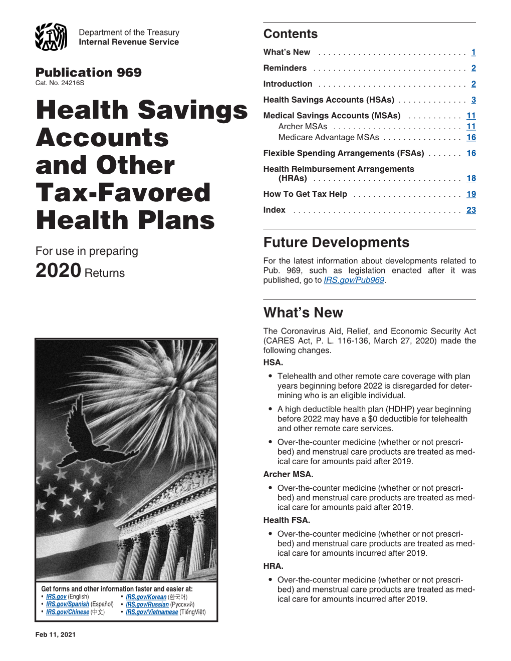 Publication 969, Health Savings Accounts and Other Tax-Favored