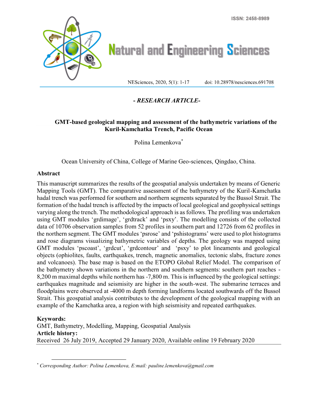 RESEARCH ARTICLE- GMT-Based Geological Mapping