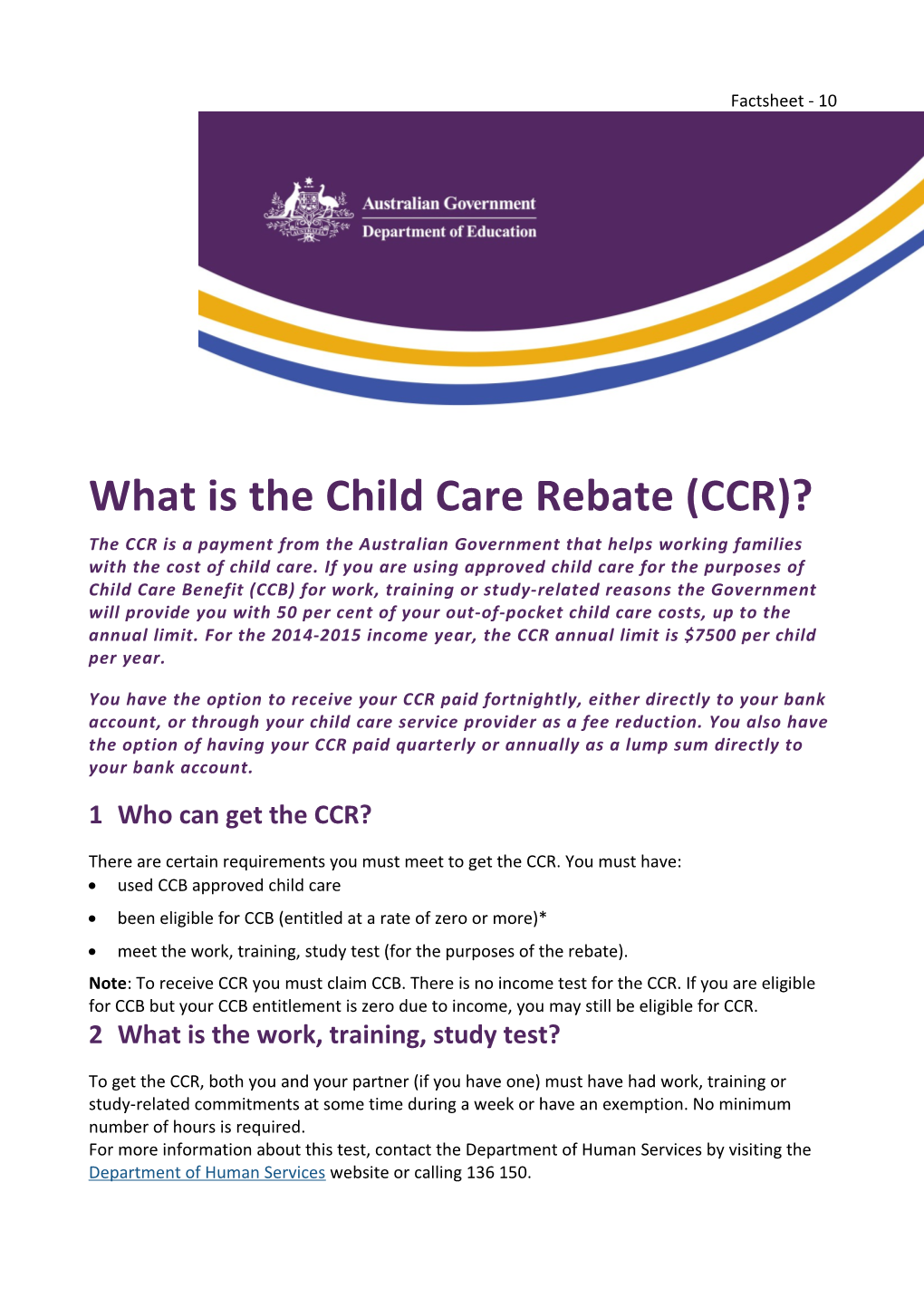What Is the Child Care Rebate (CCR)?