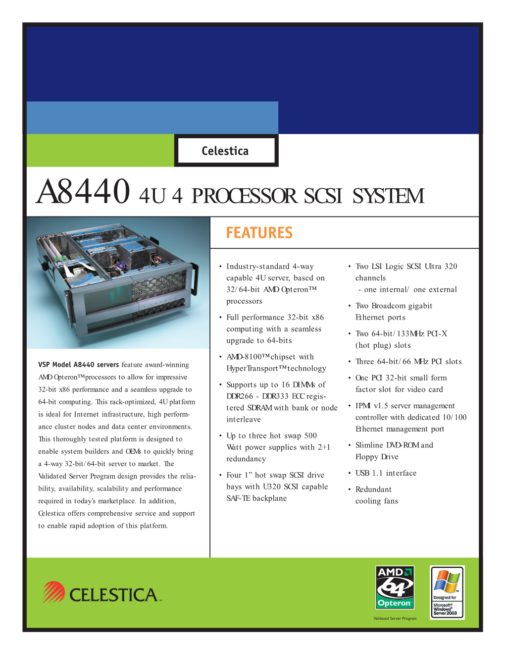 A8440 4U 4 Processor Scsi System Features