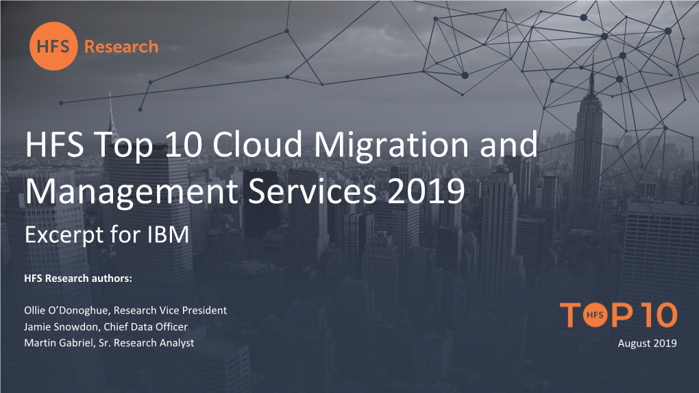 HFS Top 10 Cloud Migration and Management Services 2019 Excerpt for IBM