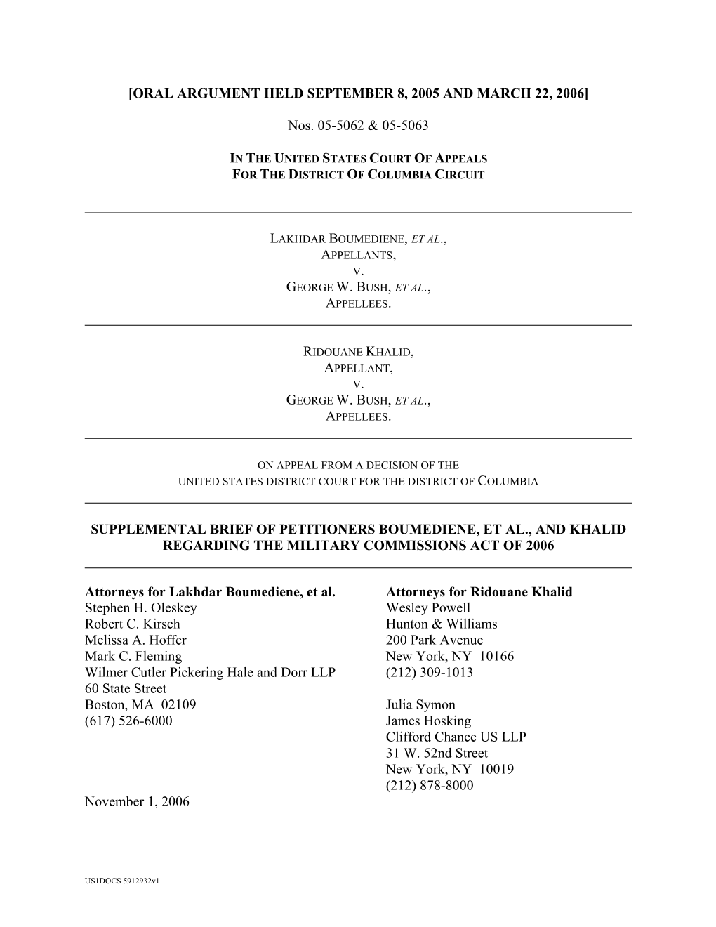 [Oral Argument Held September 8, 2005 and March 22, 2006]