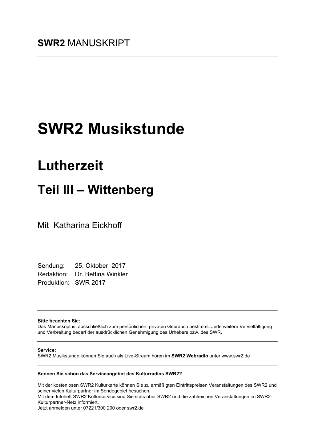 SWR2 Musikstunde