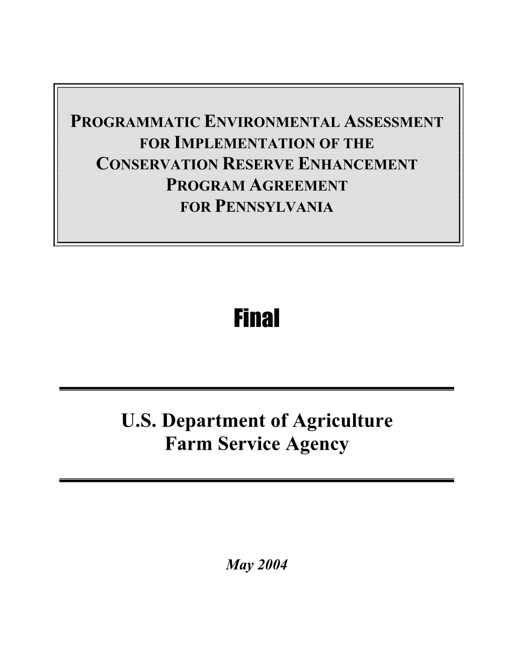 U.S. Department of Agriculture Farm Service Agency