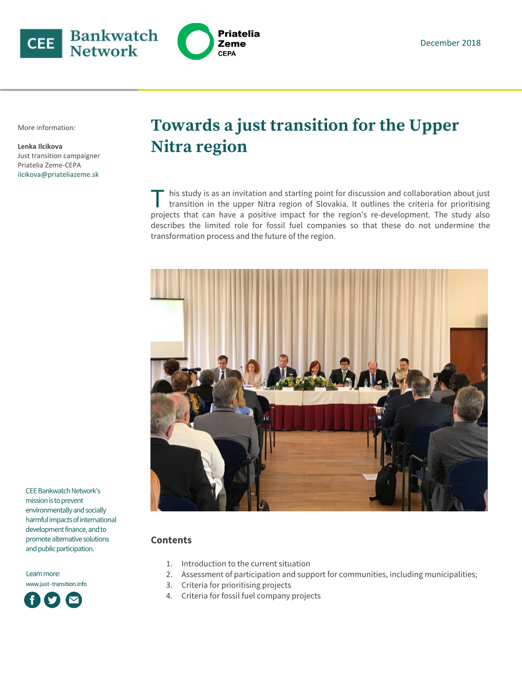 Towards a Just Transition for the Upper Nitra Region