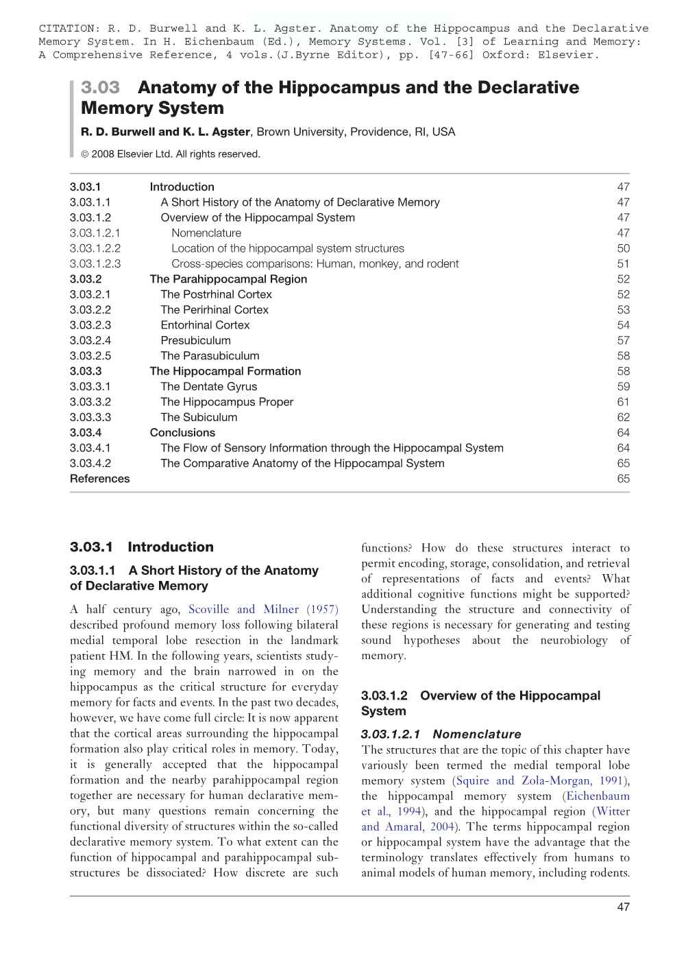 Author's Personal Copy 48 Anatomy of the Hippocampus and the Declarative Memory System