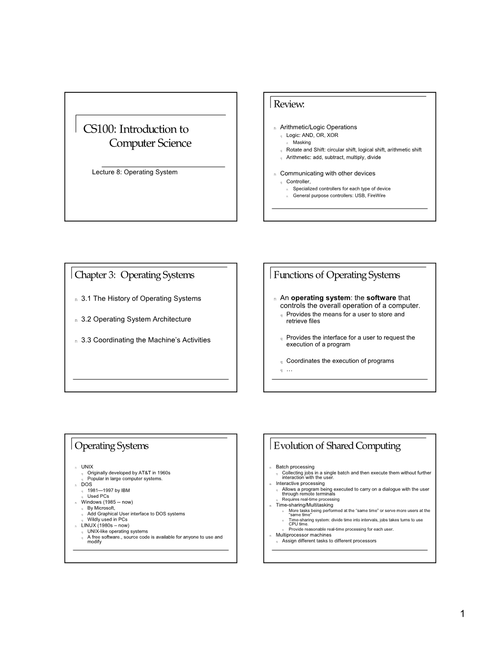 CS100: Introduction to Computer Science