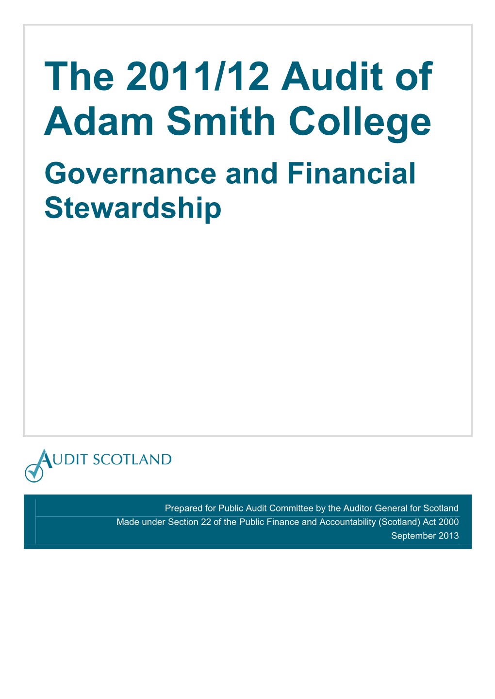 Audit of Adam Smith College 2011/12