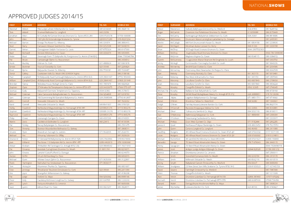 Approved Judges 2014/15