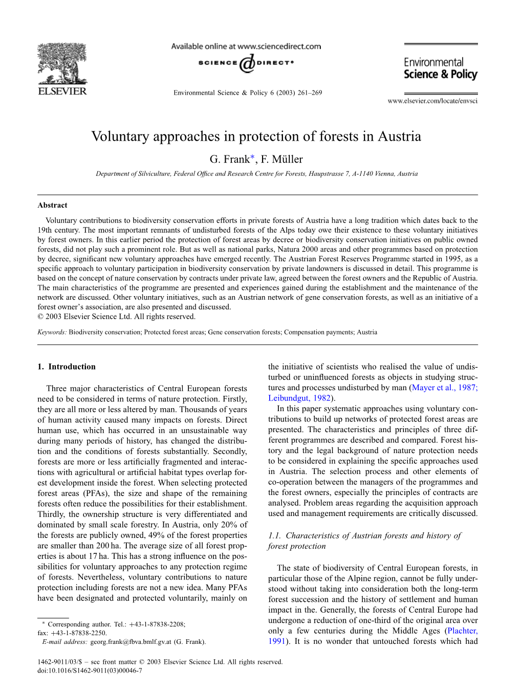 Voluntary Approaches in Protection of Forests in Austria G