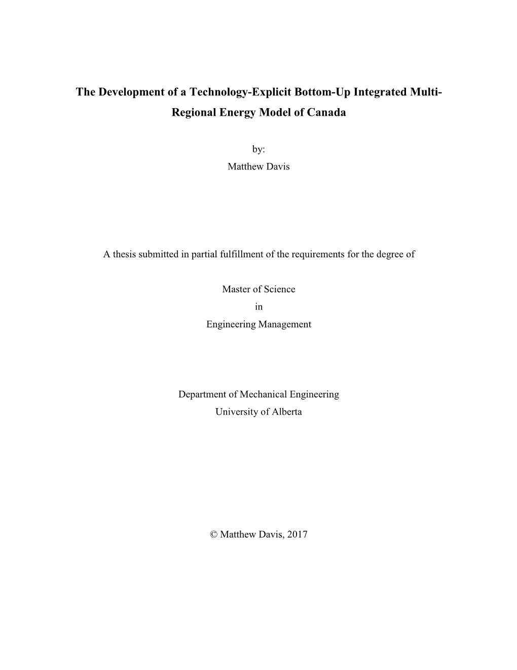 Regional Energy Model of Canada