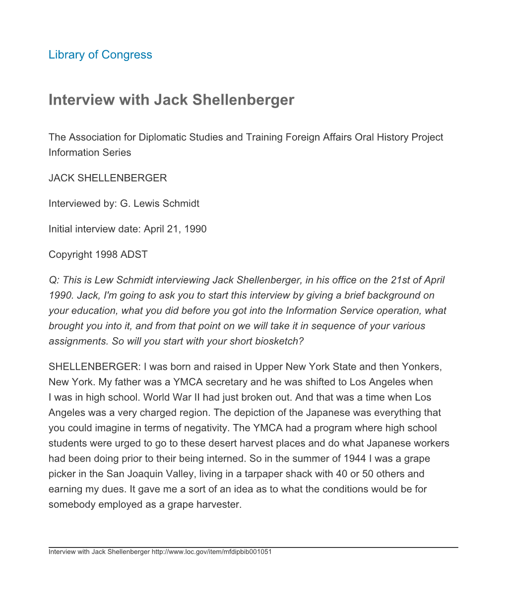 Interview with Jack Shellenberger